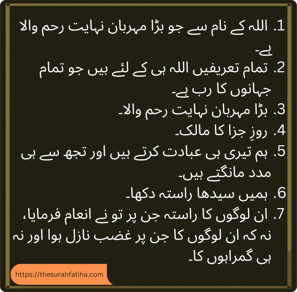 Surah Fatiha in Urdu 1 Surah Fatiha in Urdu